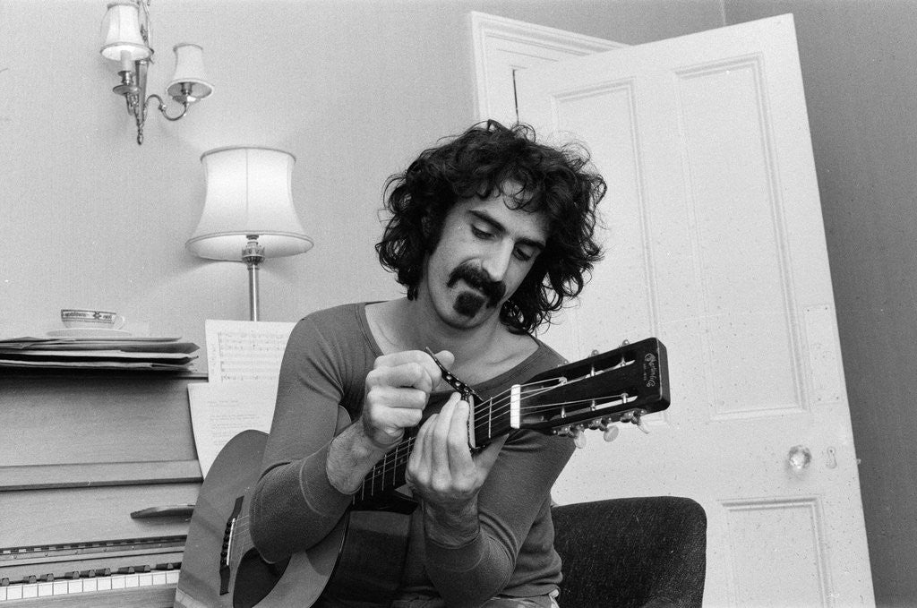 Detail of Frank Zappa, pictured in London in 1971 by Bill Rowntree