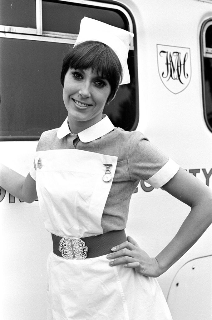 Detail of Anita Harris on the film set of Carry On Doctor. by Staff