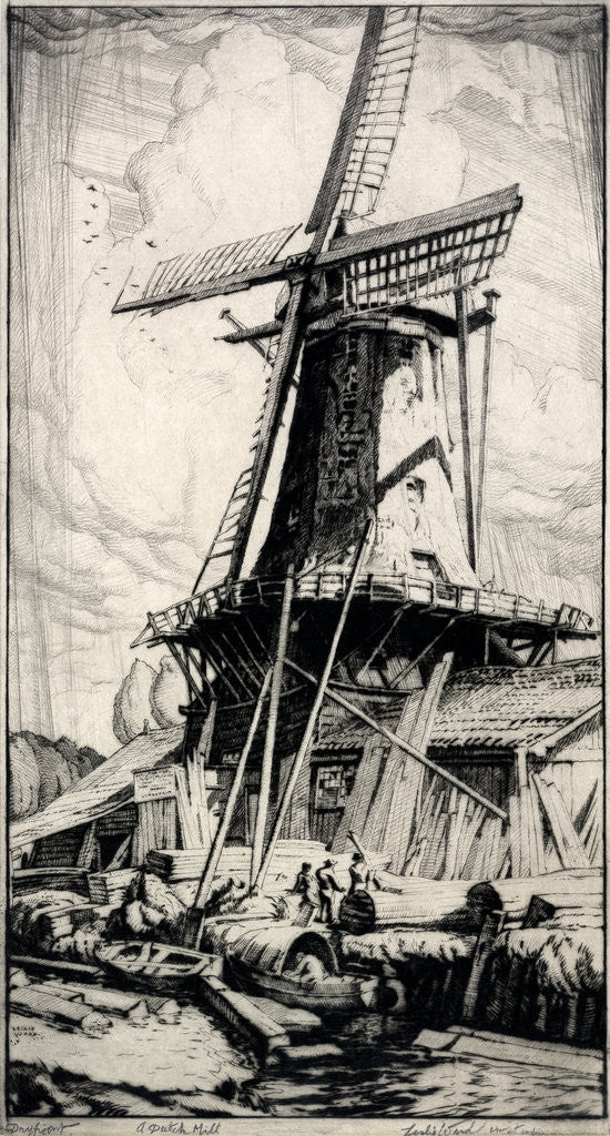Detail of A Dutch Mill, Dordrecht by Leslie Moffat Ward