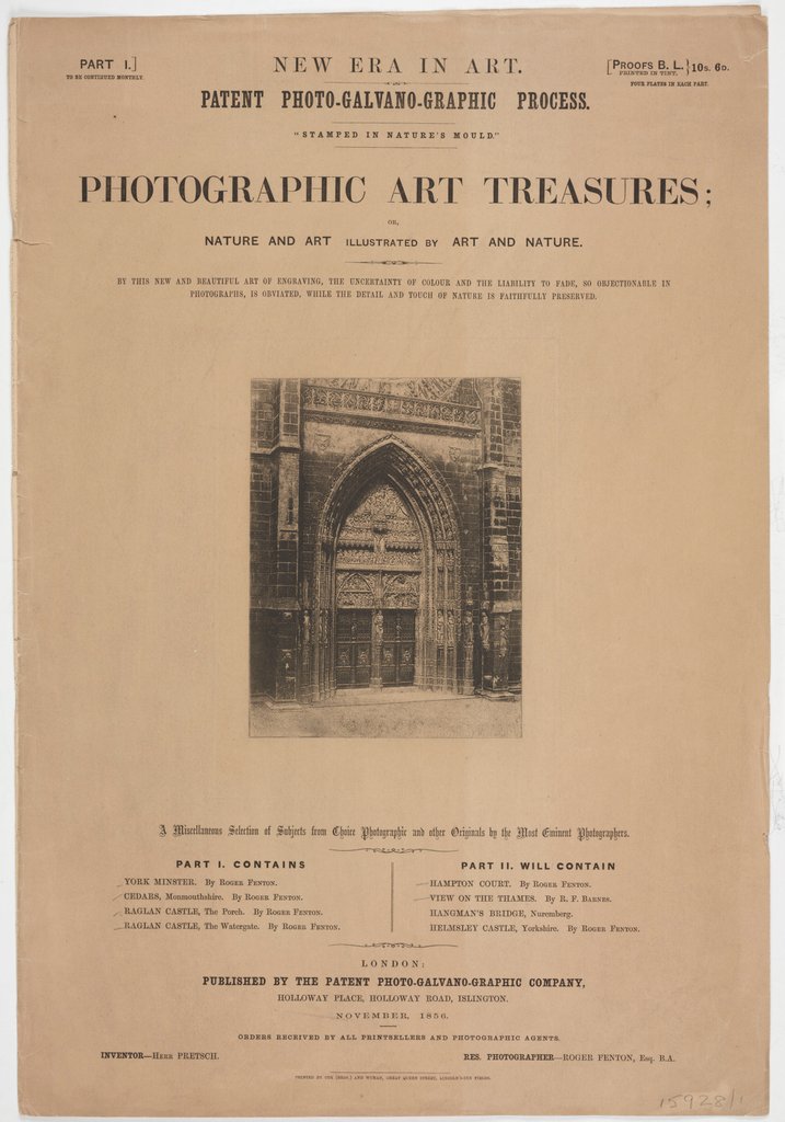 Detail of Title page of Photographic Art Treasures by Roger Fenton