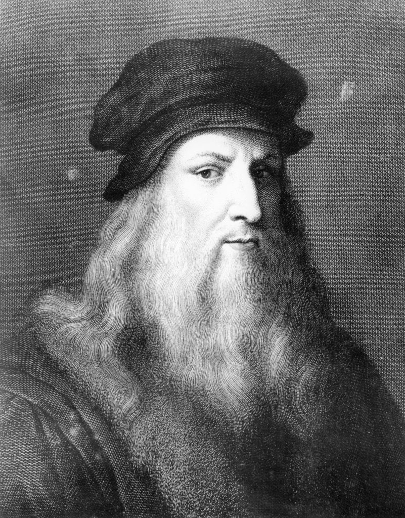 Detail of Leonardo da Vinci, Italian artist, engineer, scientist and inventor, 1864 by Unknown