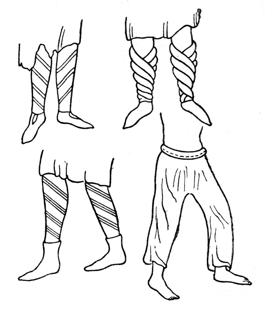 Detail of Early Norman stockings and boots by Anonymous