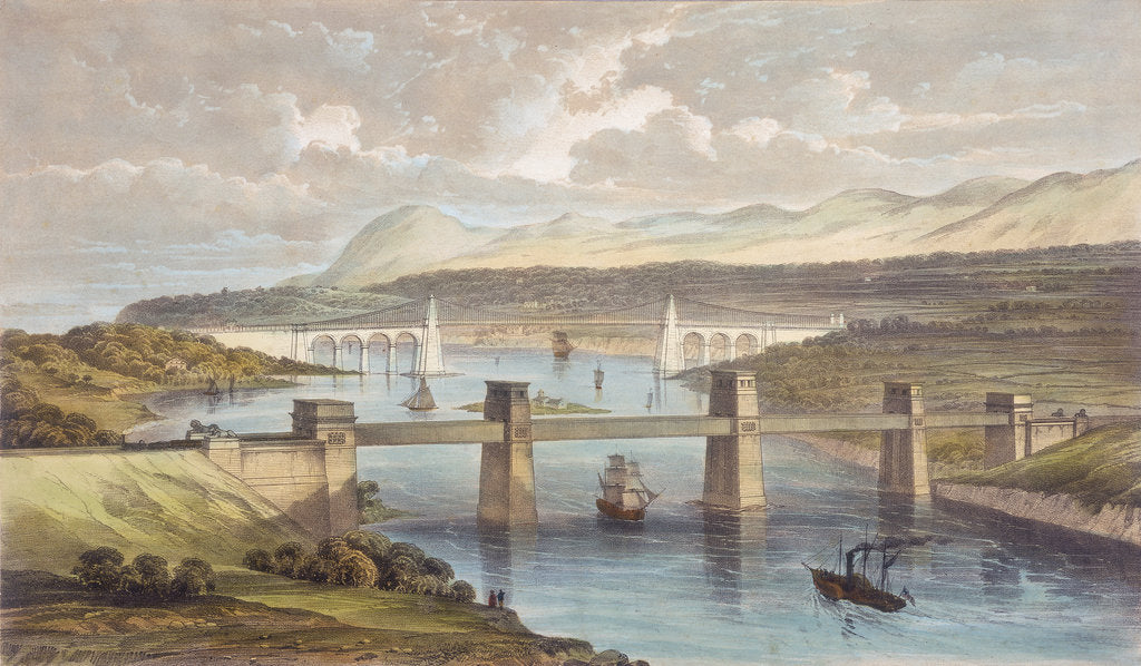 Detail of The Britannia Tubular Bridge, Menai Strait, Wales, c1850 by Unknown