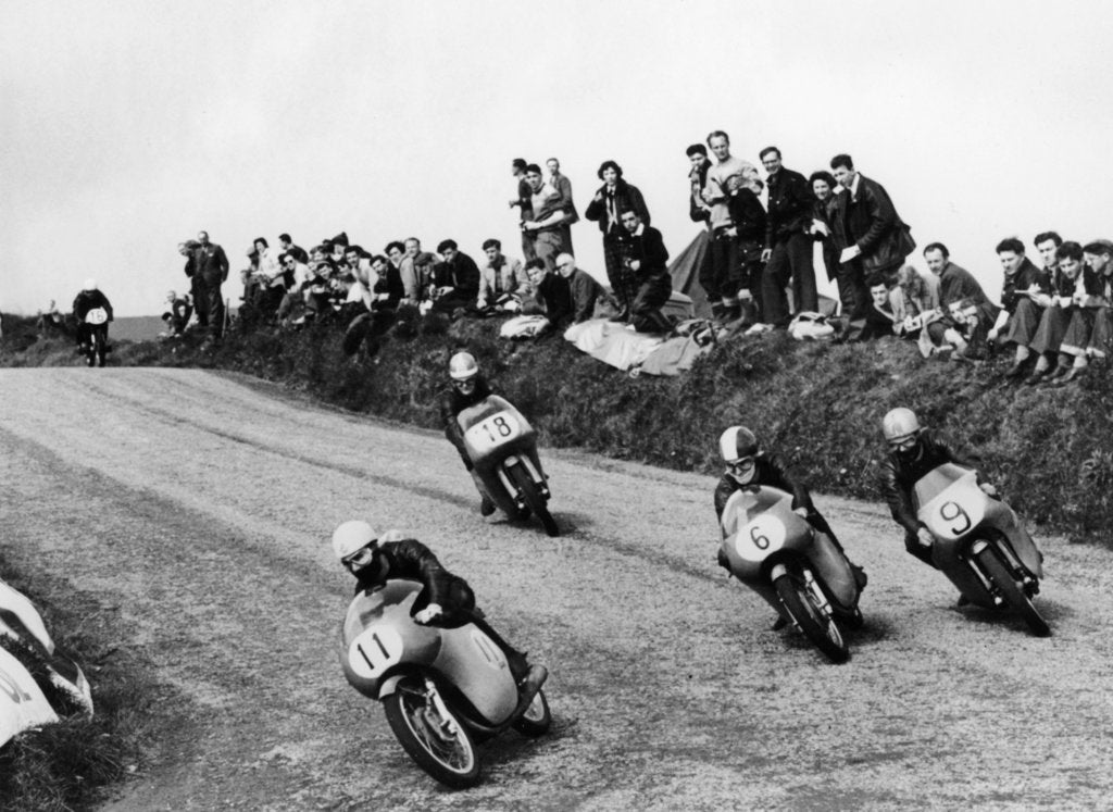 Detail of Action from the Lightweight TT race, Isle of Man, 1958 by Unknown