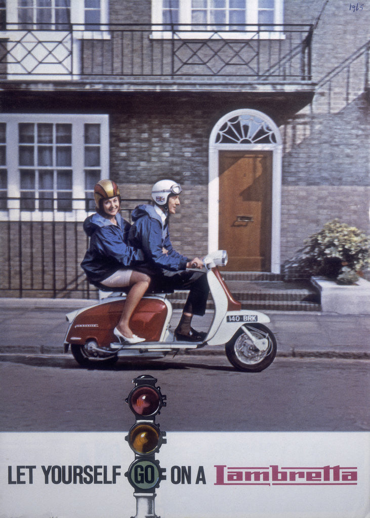 Detail of Poster advertising Lambretta scooters by Anonymous