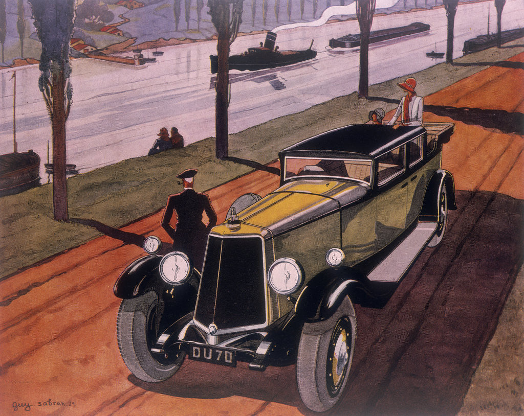 Detail of Poster advertising Armstrong Siddeley cars by Guy Sabran