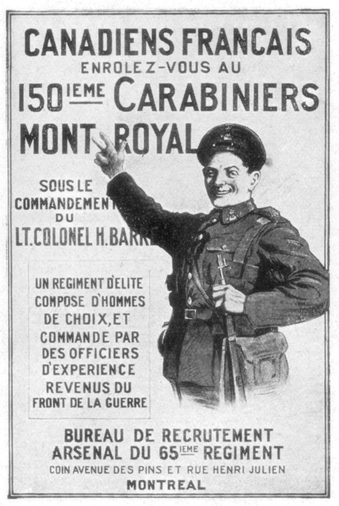 Detail of A French Canadian army recruitment poster by Anonymous