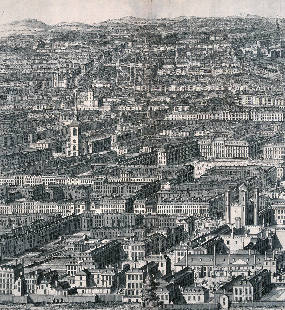 Detail of Panoramic view of London by Johannes Kip