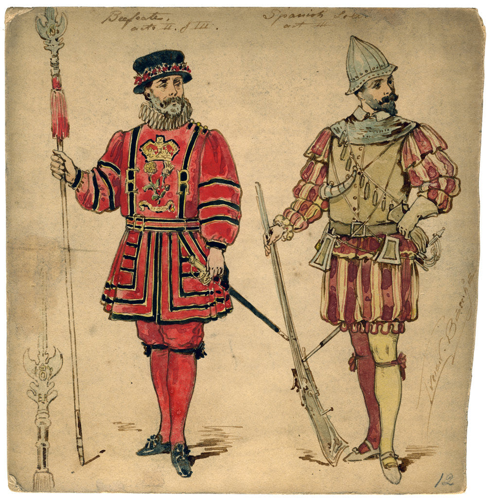 Detail of Beefeater and Spanish soldier by Lucien Besche