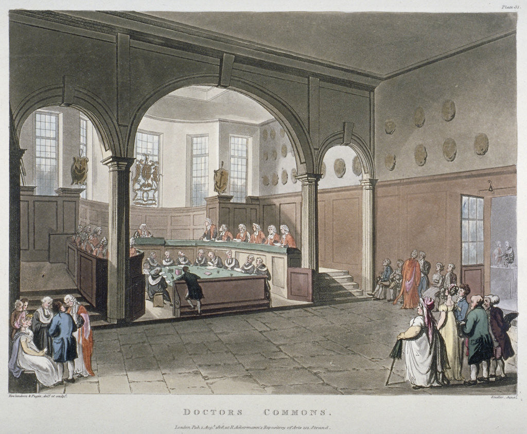 Detail of Interior view of the Doctors' Commons, City of London by Joseph Constantine Stadler
