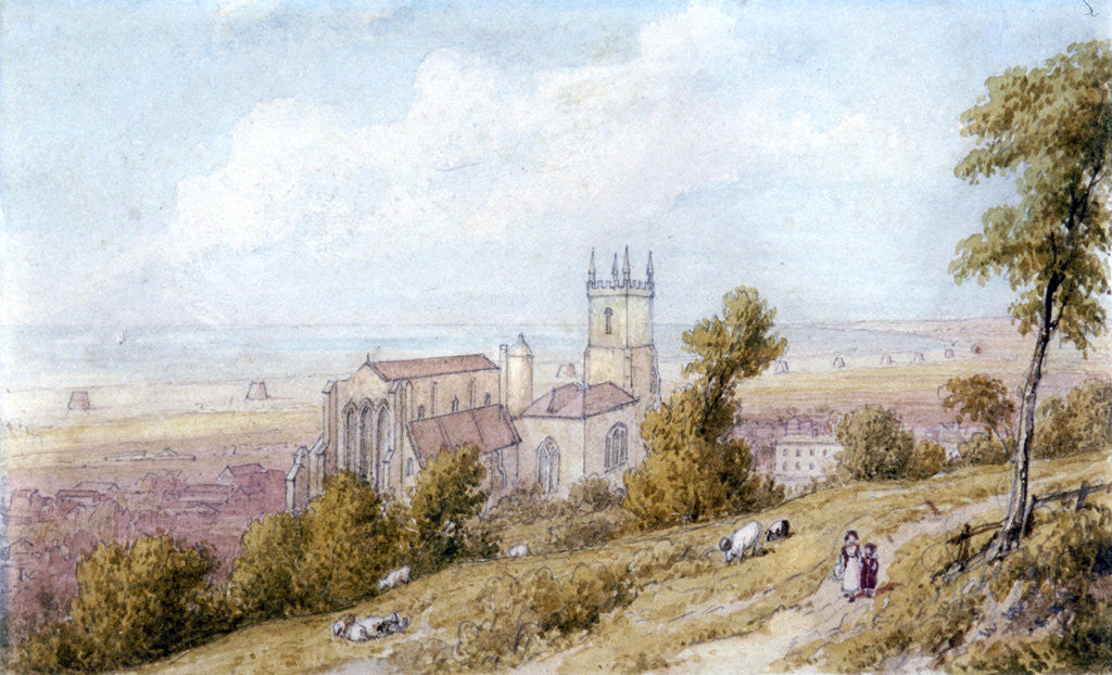 Detail of Hythe Church and Martello Tower by William Westall