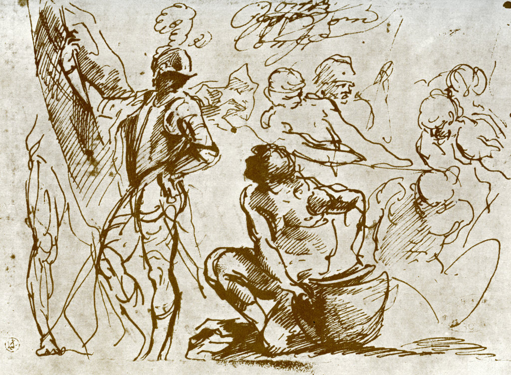Detail of A page of sketches, by Titian by Titian