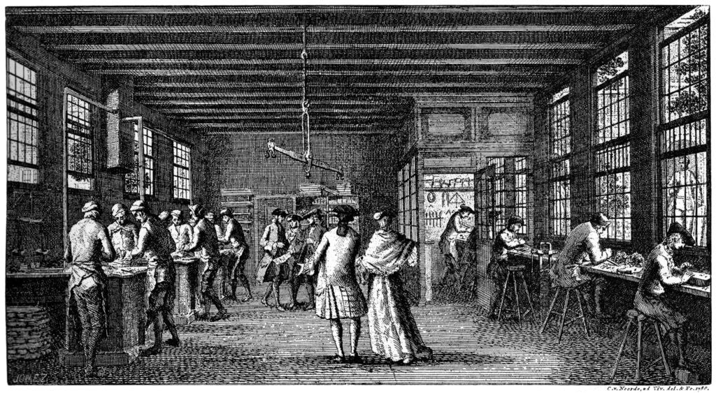 Detail of John Enschede's type foundry by Cornelius van Noorde