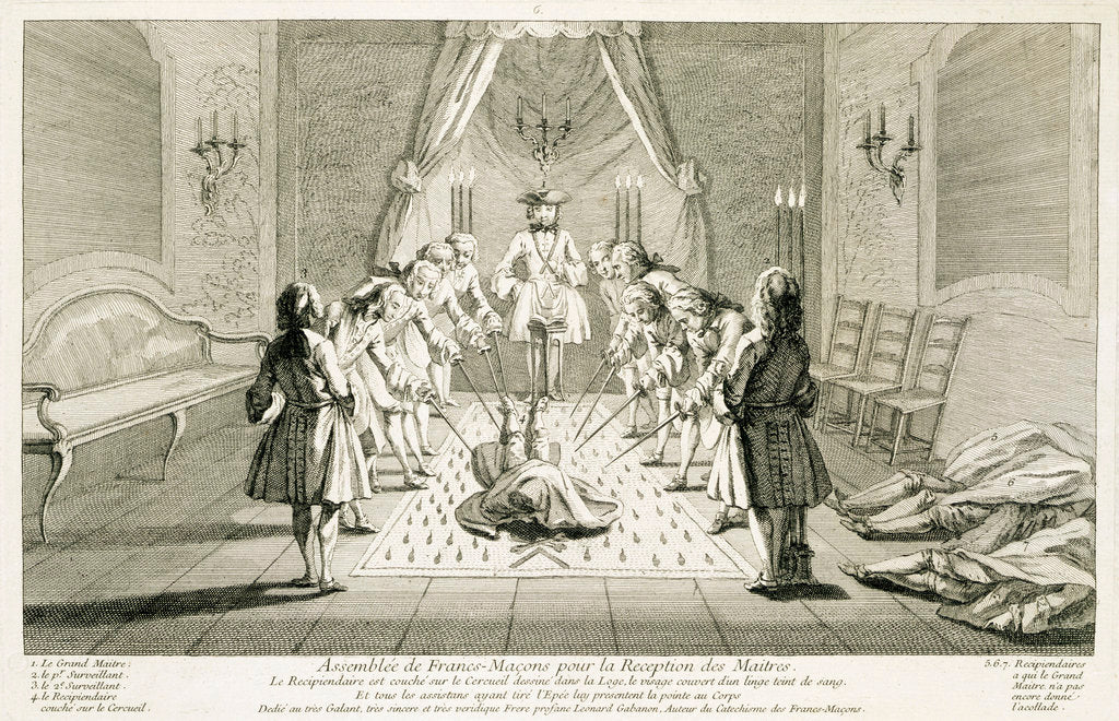 Detail of Assembly of Freemasons for the initiation of a master by Anonymous