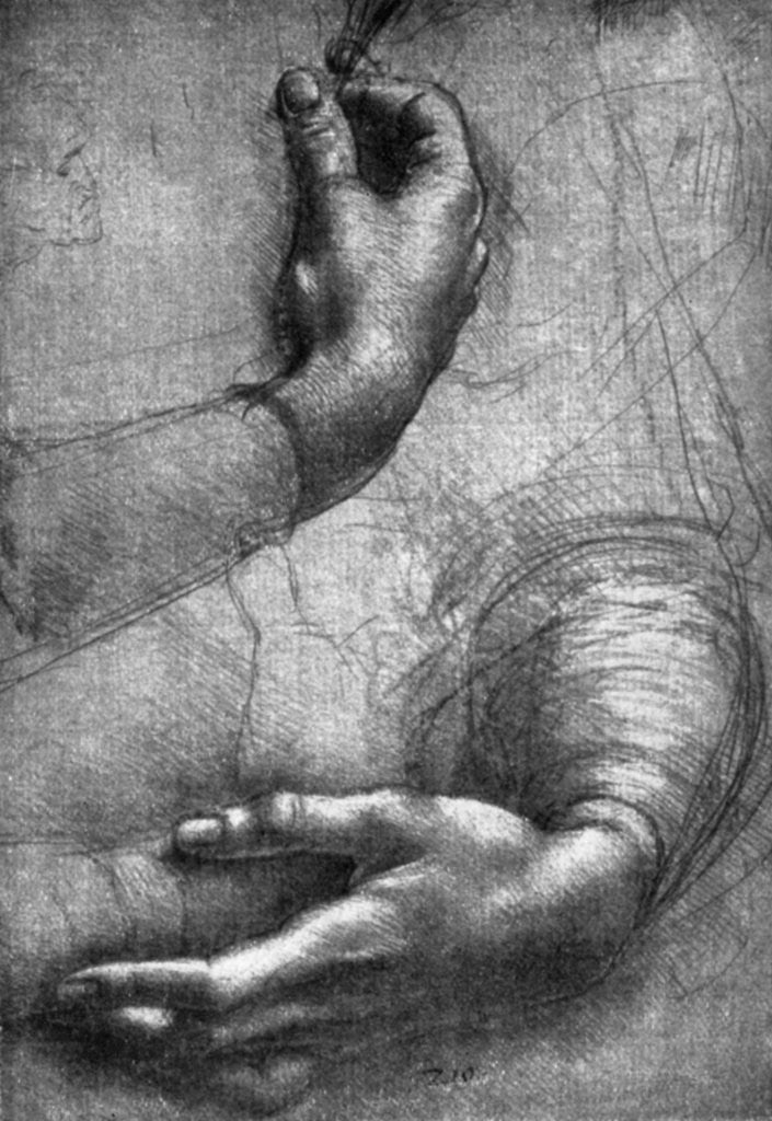 Detail of Study of hands by Leonardo Da Vinci