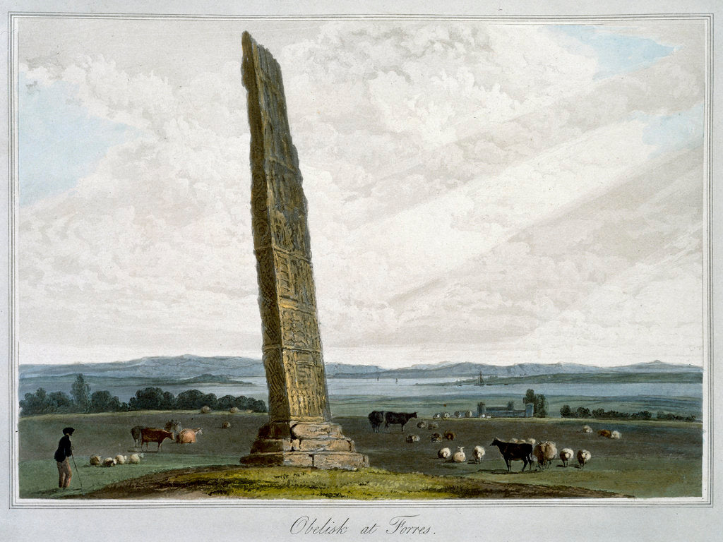 Detail of Obelisk at Forres by William Daniell