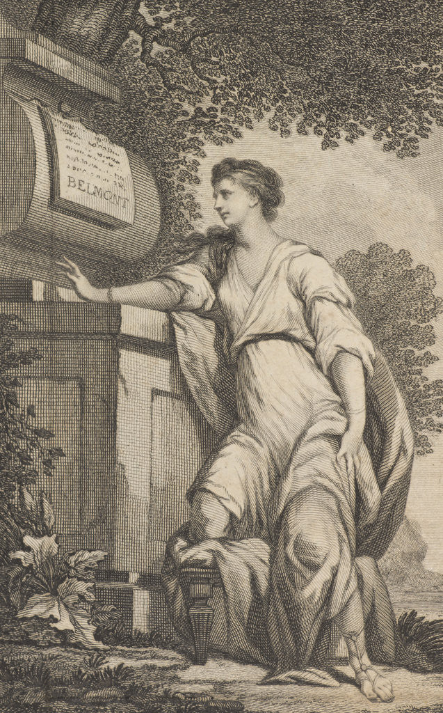 Detail of Volume I of 'Evelina' by Fanny Burney,  frontispiece by J. Hall