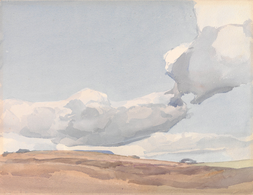 Detail of White clouds in a pale blue sky by Archibald Knox