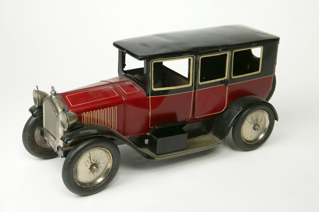 Detail of Clockwork toy Vintage car by Gebruder Bing