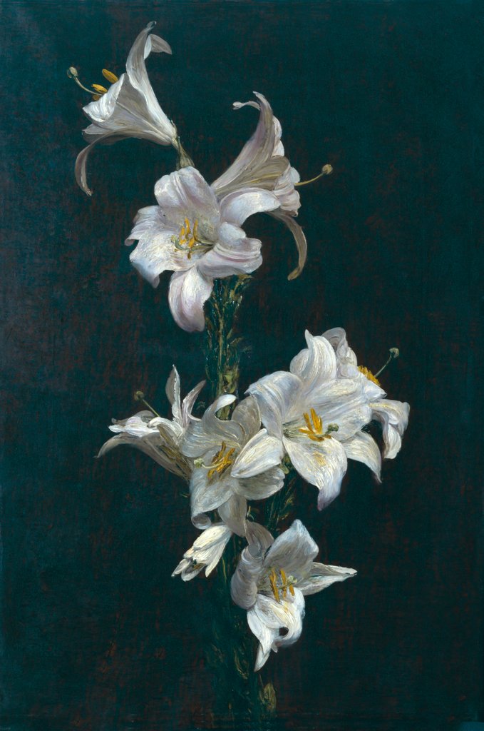 Detail of White Lilies by Henri Fatin-Latour