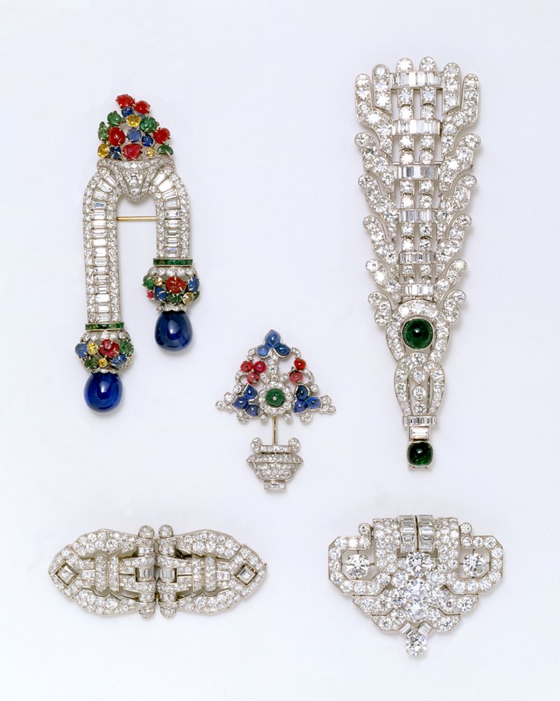 Detail of Five Art Deco brooches by Unknown
