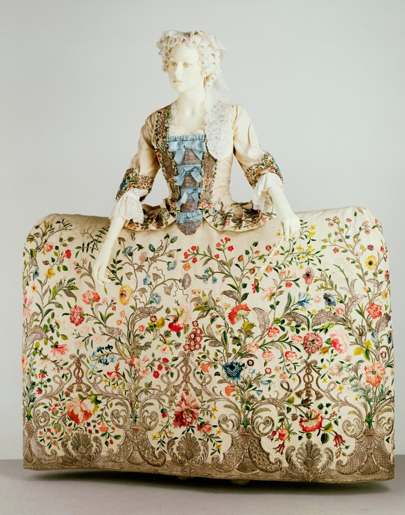 Detail of Mantua or court dress;  Gown and Petticoat. England, 18th century by Unknown