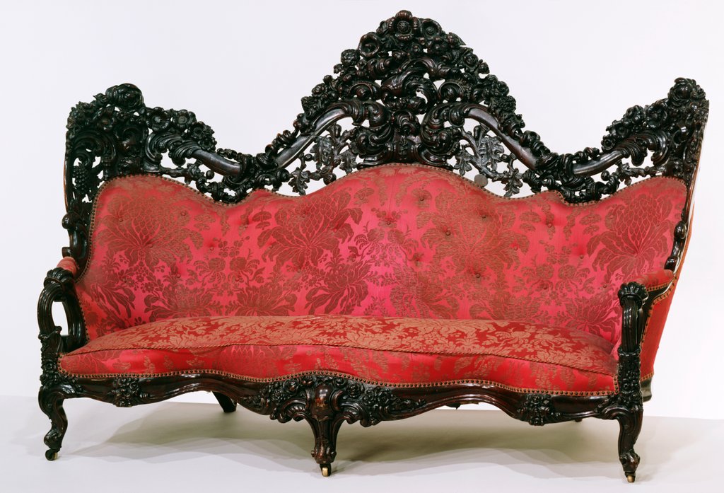 Detail of Rococo revival sofa by John Henry Belter