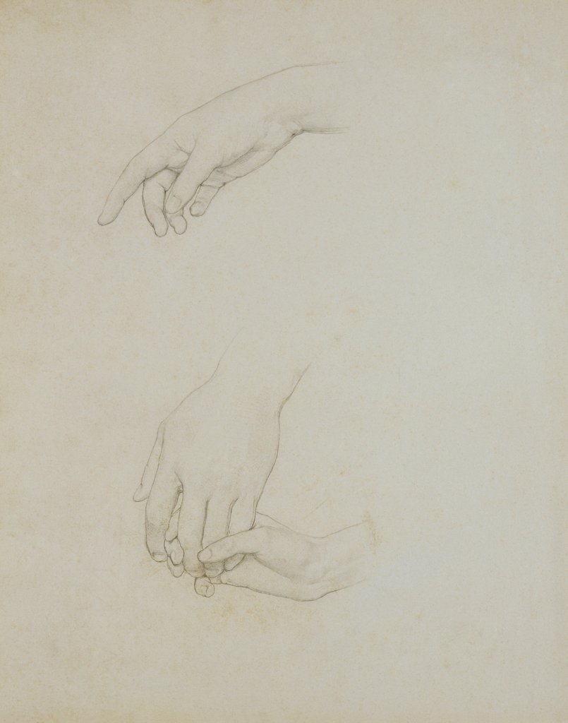 Detail of Study of hands from Cimabue's Madonna by Frederic Leighton