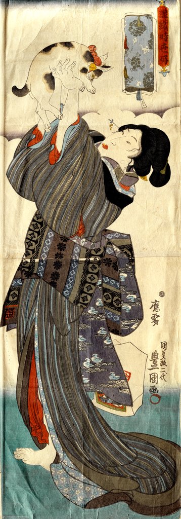 Detail of Girl and Cat by Utagawa Kunisada