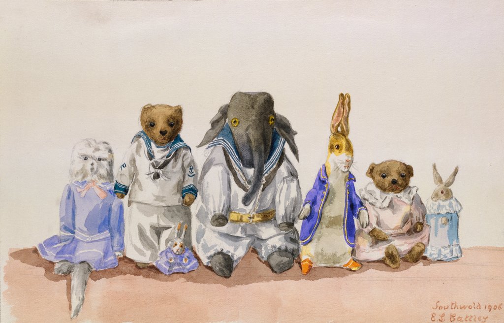 Detail of Page from an Album of Watercolours of Soft Toy Animals by E.L. Cattley