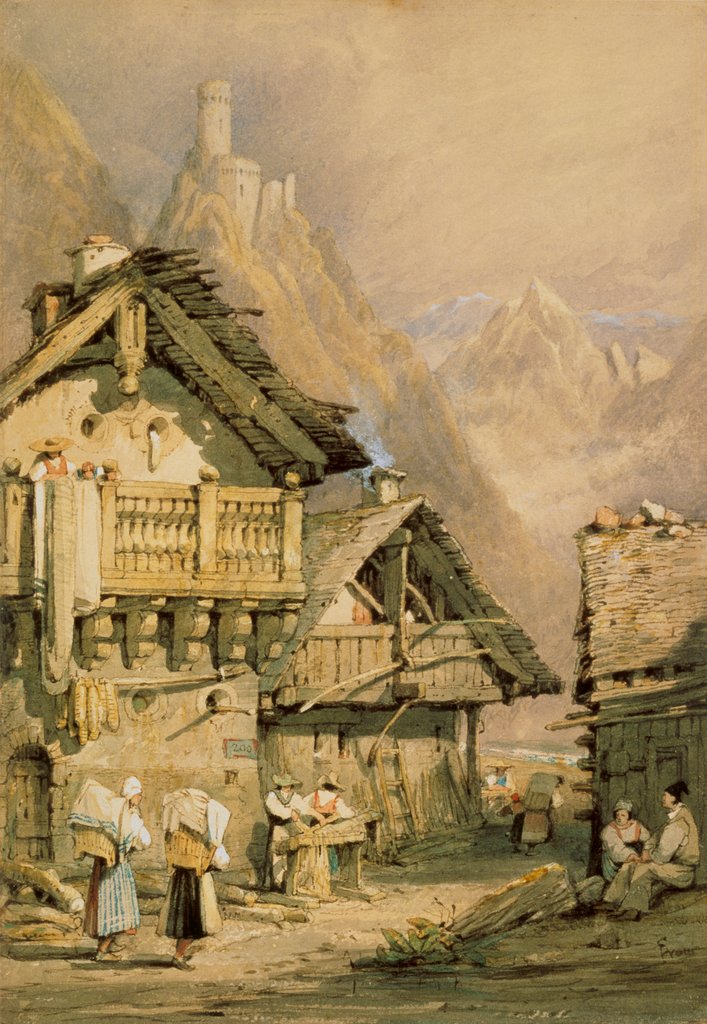Detail of An Alpine Watercolour by Samuel Prout