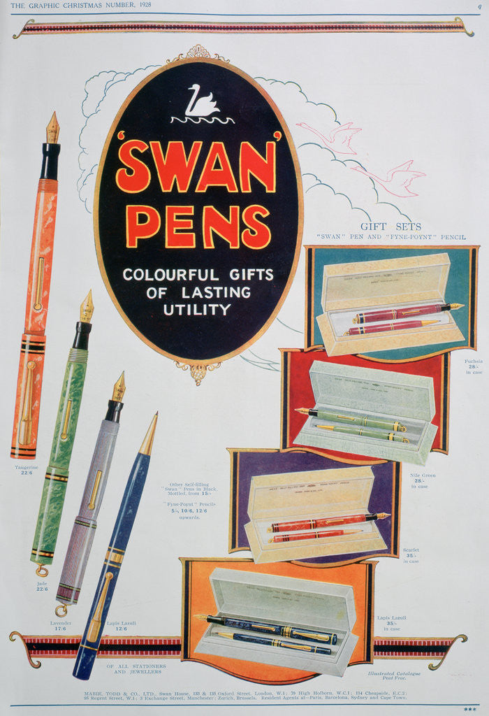Detail of Advert for Swan pens by Anonymous