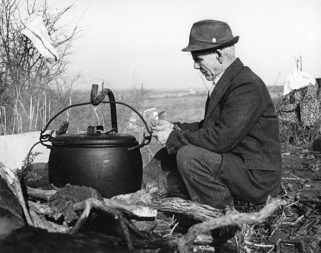 Detail of Gypsy man with cauldron, 1960s by Tony Boxall