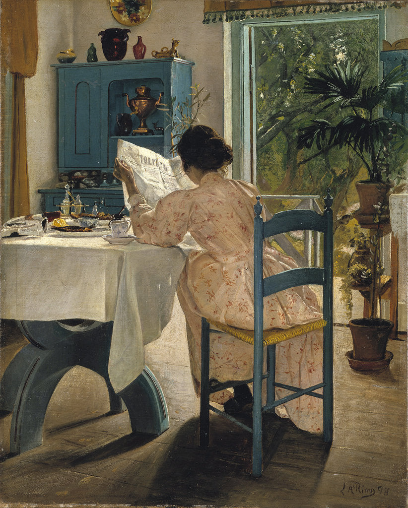 Detail of Breakfast with the Morning Newspaper, 1898. by Laurits Andersen Ring