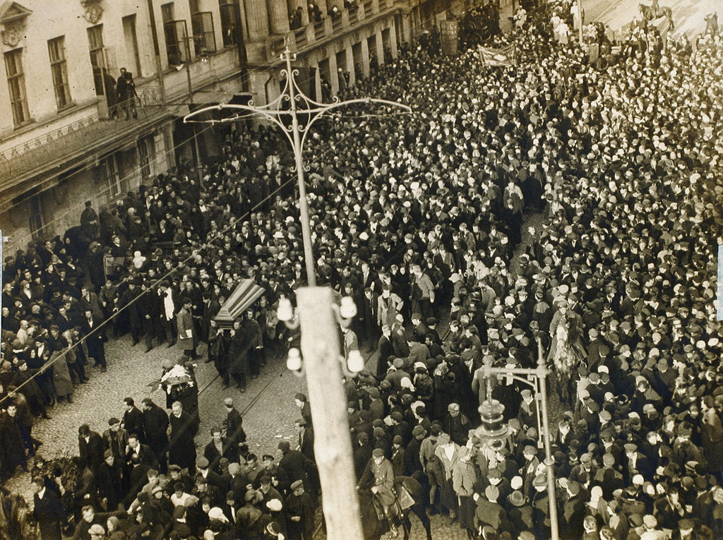 Detail of Funeral procession of the poet Valery Bryusov, Moscow, USSR, 12 October 1924 by Unknown