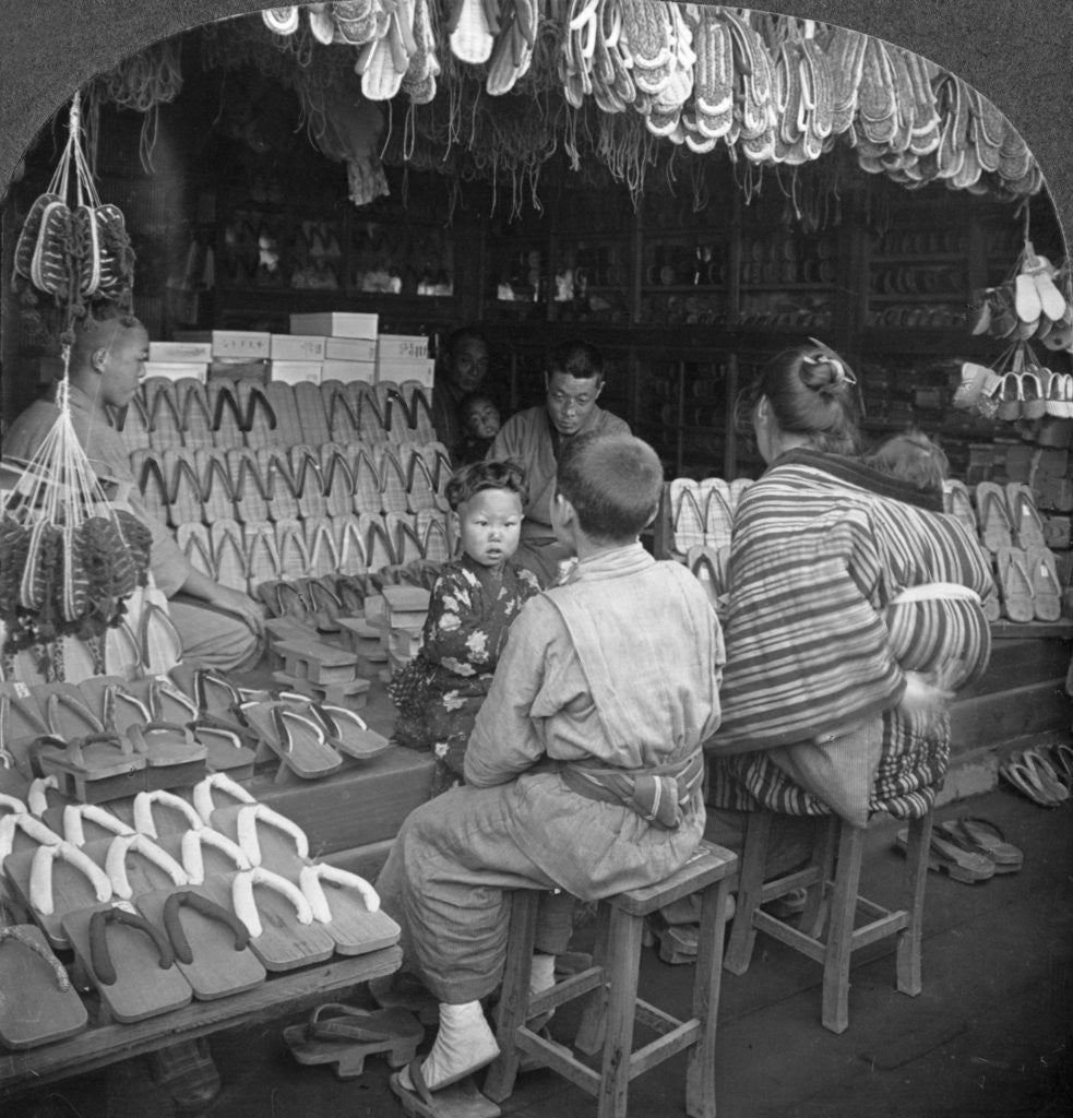 Detail of Japanese shoe shop by Keystone View Company