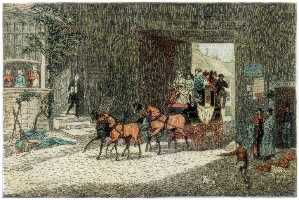 Detail of Coach arriving in the yard of an inn by Anonymous