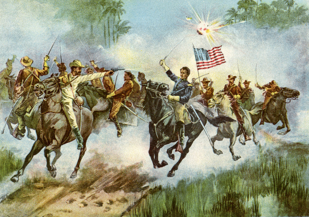 Detail of Rough Riders stampeding a Spanish outpost, Cuba, Spanish-American War by Anonymous
