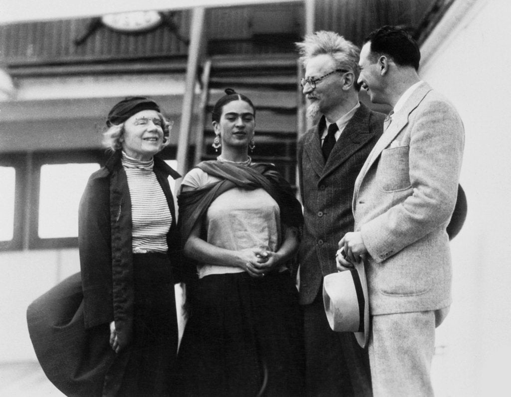 Detail of Leon Trotsky with his wife Natalia Sedova and Mexican artist Frida Kahlo, 1937 by Unknown