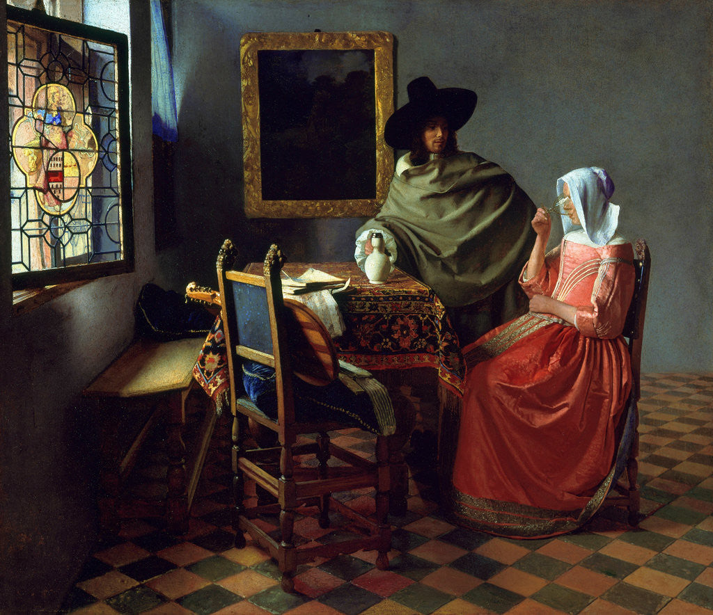 Detail of The Glass of Wine by Jan Vermeer