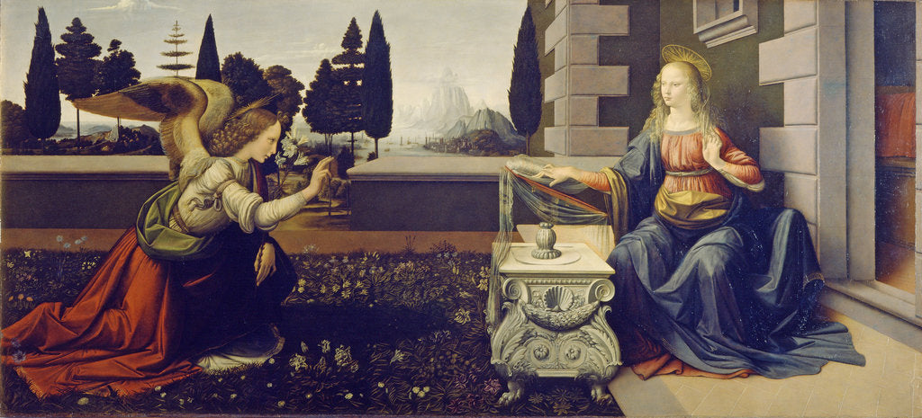 Detail of The Annunciation, ca 1471-1472 by Leonardo da Vinci