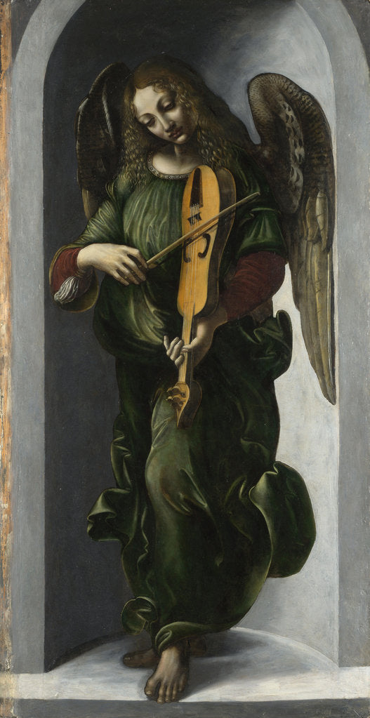 Detail of An Angel in Green with a Vielle, c. 1490-1499 by Leonardo da Vinci