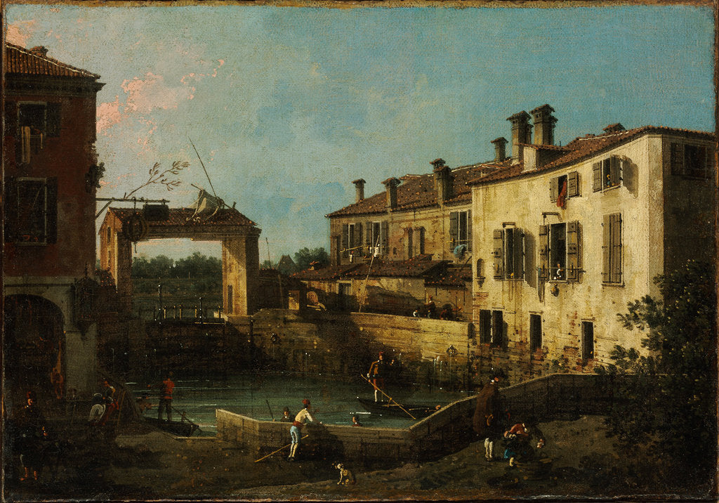 Detail of Lock near Dolo, 1776 by Canaletto