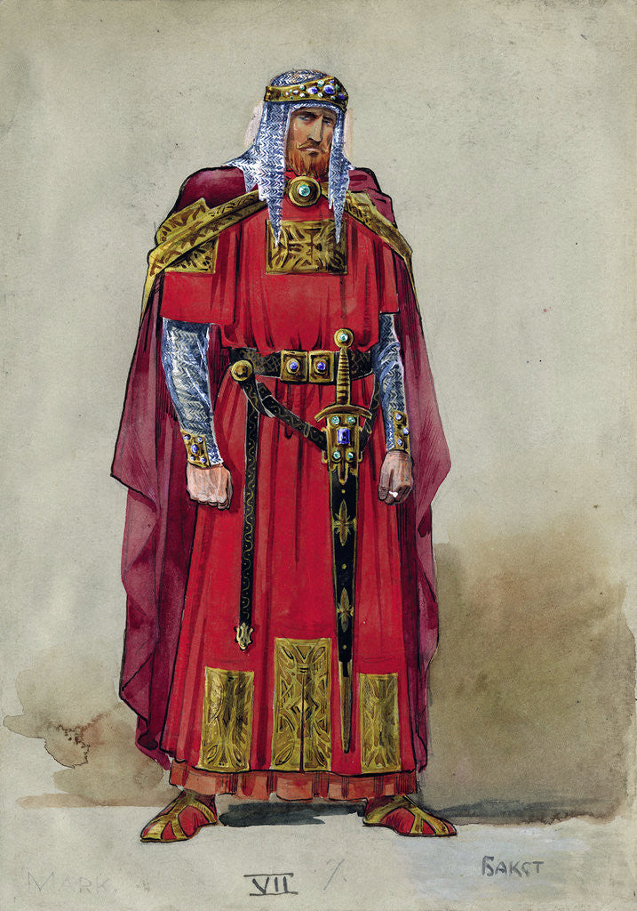 Detail of Medieval Prince. Costume design by Leon Bakst