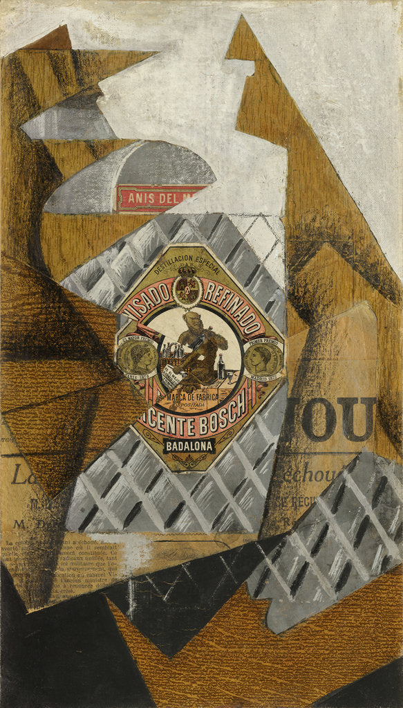Detail of The Bottle of Anís del Mono (La bouteille danis), 1914 by Juan Gris