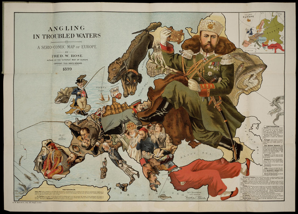 Detail of Angling in Troubled Waters. A Serio-Comic Map of Europe by Fred W. Rose