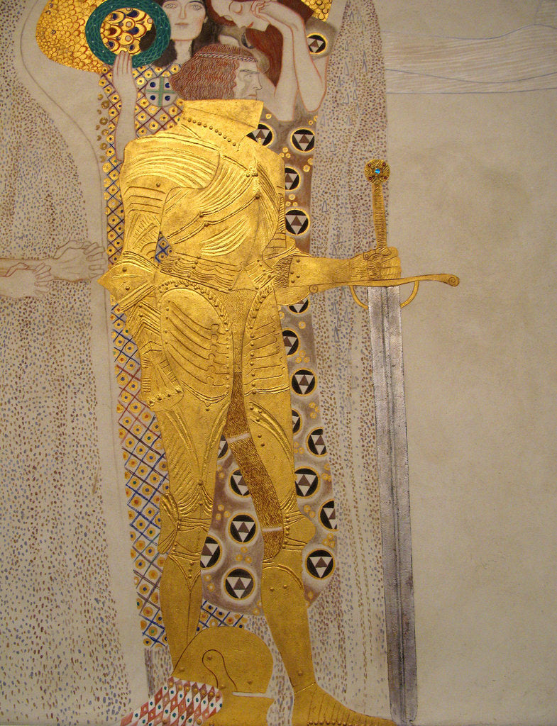 Detail of The Beethoven Frieze, Detail: Knight in Shining Armor by Gustav Klimt