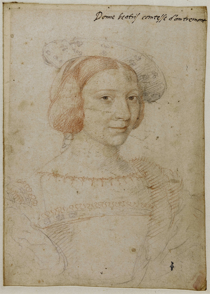 Detail of Beatrix Pacheco dAscalana, Comtesse dEntremont by Jean Clouet