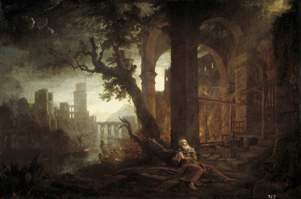 Detail of Landscape with the Temptation of Saint Anthony by Claude Lorrain