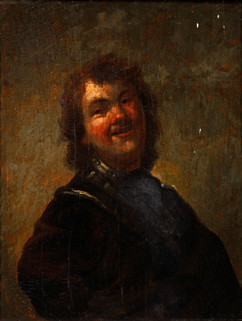 Detail of Rembrandt Laughing, 1658 by Godfried Cornelisz Schalcken